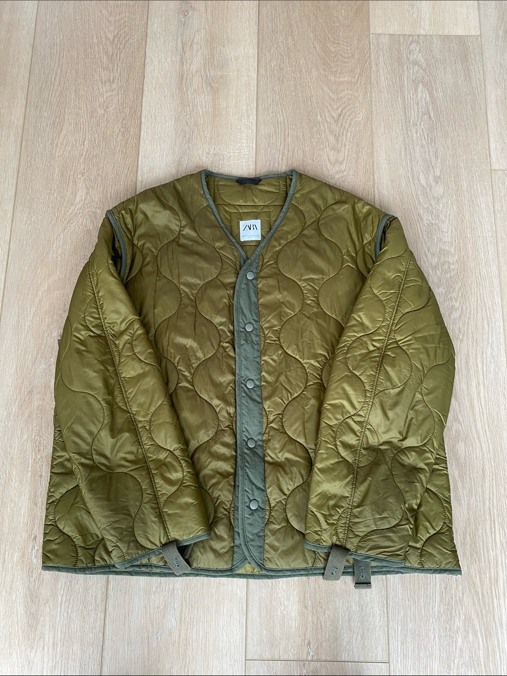 Zara Olive Green Quilted Military Liner Jacket